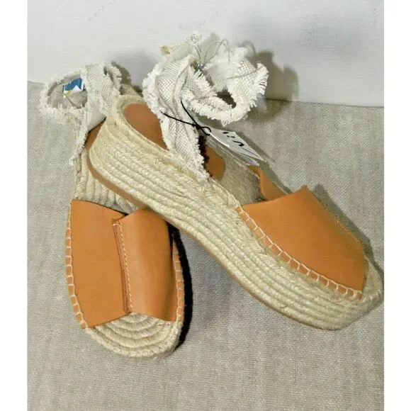 ZARA LEATHER FLATFORM SANDALS SIZE  8 US BROWN‎ - Picture 7 of 9